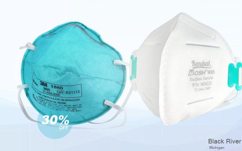 Black River Alcona Michigan MI N95 mask