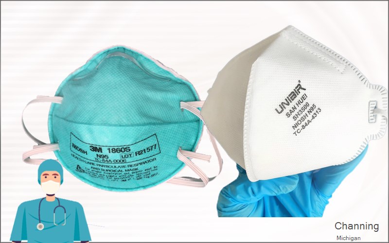 Channing Dickinson Michigan MI N95 mask